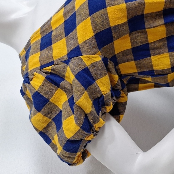 Urban Outfitters Retro Bohemian Anna Linen Blend Mixed Plaid Midi Wrap Dress S - Picture 4 of 12